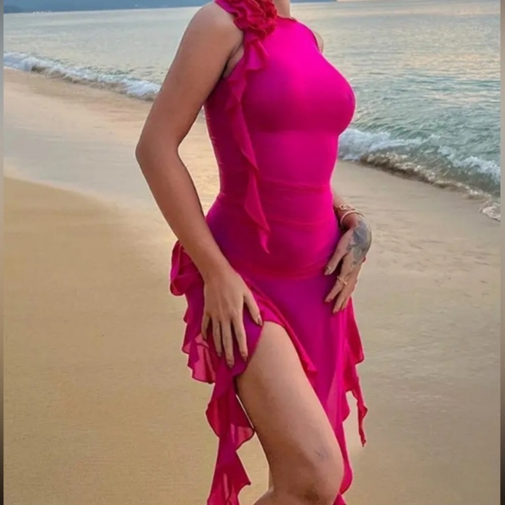Fairycore Custom Rose Rosette Hi Lo Beach Mesh Fairy Dress By Leilani Fashion AU